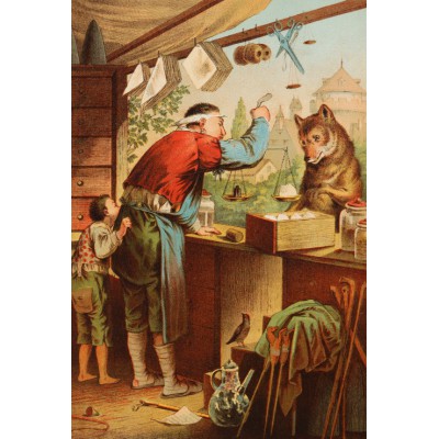Puzzle  Grafika-F-30870 The Wolf and the Seven Young Kids, illustration by Carl Offterdinger