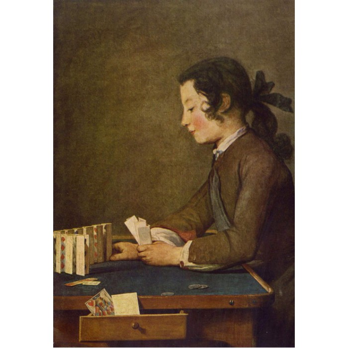 Puzzle Grafika-F-30901 Jean Siméon Chardin - The House of Cards, 1737