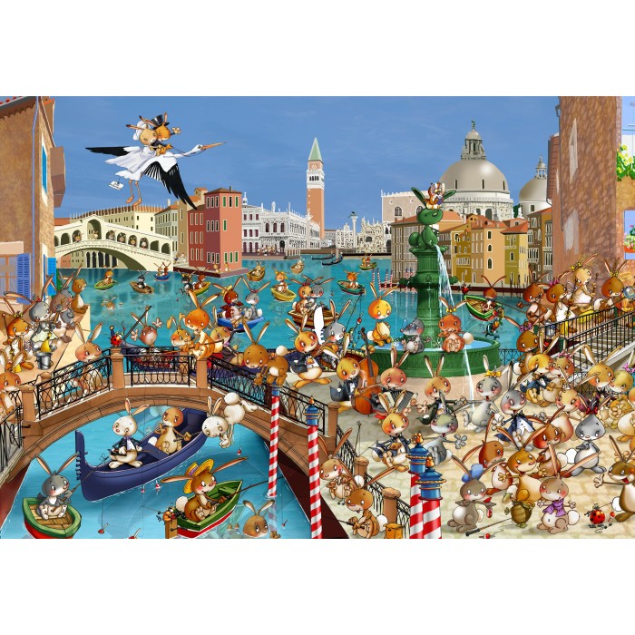 Puzzle Grafika-F-31025 François Ruyer : Les Lapins à Venise