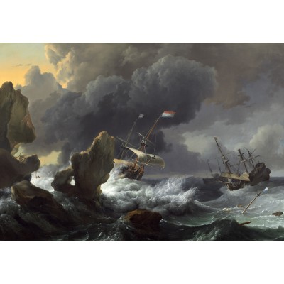 Puzzle  Grafika-F-31158 Ludolf Backhuysen: Ships in Distress off a Rocky Coast, 1667