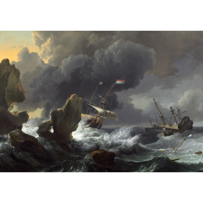 Puzzle Grafika-F-31158 Ludolf Backhuysen: Ships in Distress off a Rocky Coast, 1667