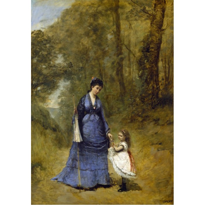 Puzzle Grafika-F-31218 Jean-Baptiste-Camille Corot: Madame Stumpf and Her Daughter, 1872