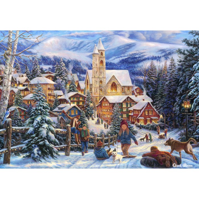 Puzzle Grafika-F-31502 Chuck Pinson - Sledding To Town