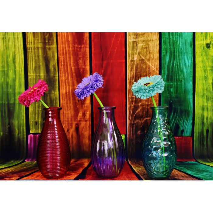 Puzzle Grafika-F-31542 Flowered and Colorful Vases