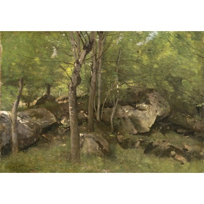 Puzzle  Grafika-Kids-01354 Jean-Baptiste-Camille Corot: Rocks in the Forest of Fontainebleau, 1860-1865