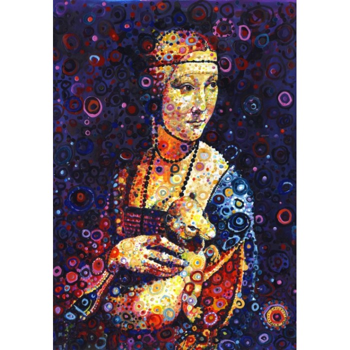 Puzzle Grafika-Kids-02067 Leonardo da Vinci: Lady with an Ermine, by Sally Rich