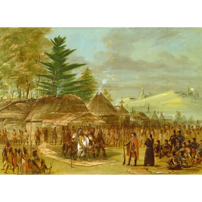 Grafika - 300 pièces - George Catlin : Chef des Indiens de Taensa recevant La Salle le 20 mars 1682, 1847-1848