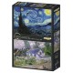 Grafika - 2 Puzzles - L'Art de Van Gogh : La Nuit étoilée, 1889 - Maison à Auvers, 1890