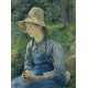 Grafika - Camille Pissarro: Peasant Girl with a Straw Hat, 1881