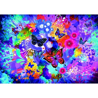 Grafika - 1500 pièces - Fleurs et Papillons Colorés