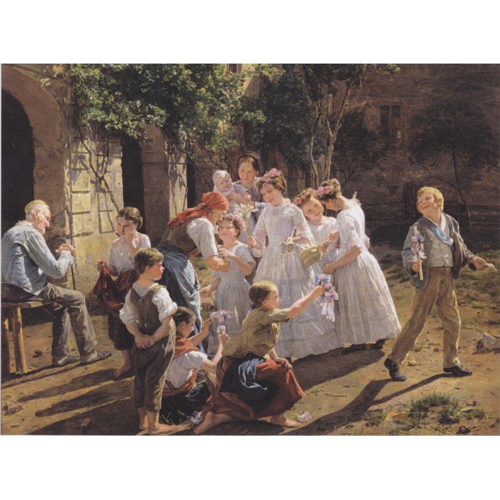 Puzzle Grafika-F-30130 Ferdinand Georg Waldmüller : Am Fronleichnamsmorgen, 1857