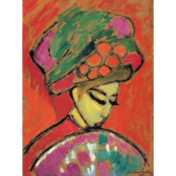 Puzzle Grafika-F-30157 Alexei Jawlensky - Young Girl with a Flowered Hat, 1910