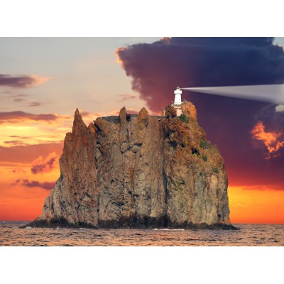 Grafika - 2000 pièces - Stromboli Lighthouse, Italy