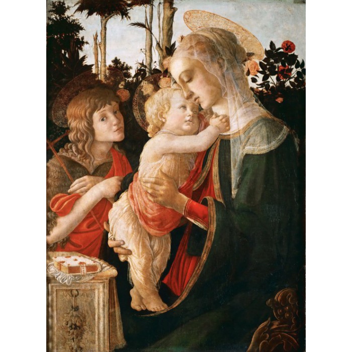 Puzzle Grafika-F-30336 Sandro Botticelli: La Vierge à l'Enfant, le Jeune Saint Jean-Baptiste, 1470-1475