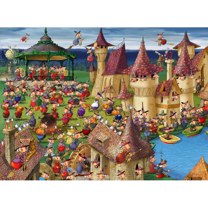 Puzzle Grafika-F-30387 François Ruyer - Célébrations de Sorcières au Château