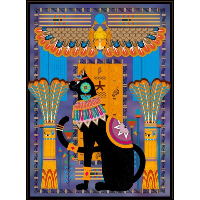 Puzzle Grafika-F-30410 Chat Egyptien - Bleu