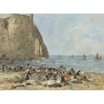 Puzzle  Grafika-F-30436 Eugène Boudin: Washerwomen on the Beach of Etretat, 1894