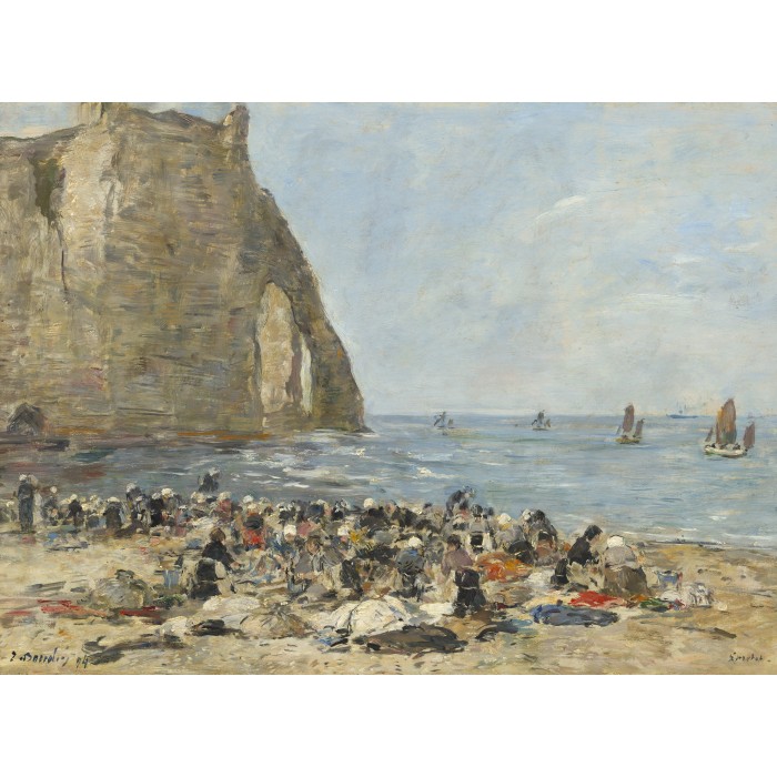 Puzzle Grafika-F-30436 Eugène Boudin: Washerwomen on the Beach of Etretat, 1894