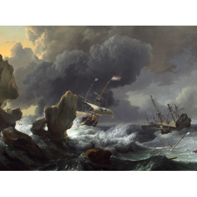 Grafika - 2000 pièces - Ludolf Backhuysen: Ships in Distress off a Rocky Coast, 1667