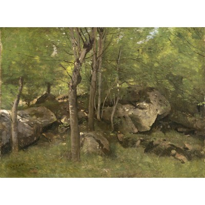 Grafika - 2000 pièces - Jean-Baptiste-Camille Corot : Rochers en Forêt de Fontainebleau, 1860-1865