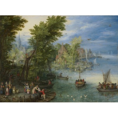 grafika-Puzzle - 2000 pieces - Jan Brueghel - River Landscape, 1607