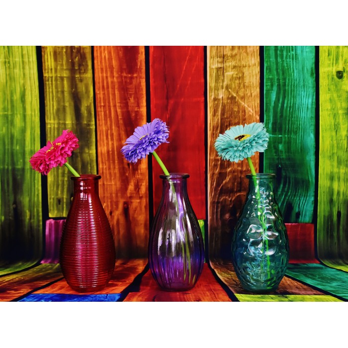 Puzzle Grafika-F-30795 Vases Fleuris et Colorés