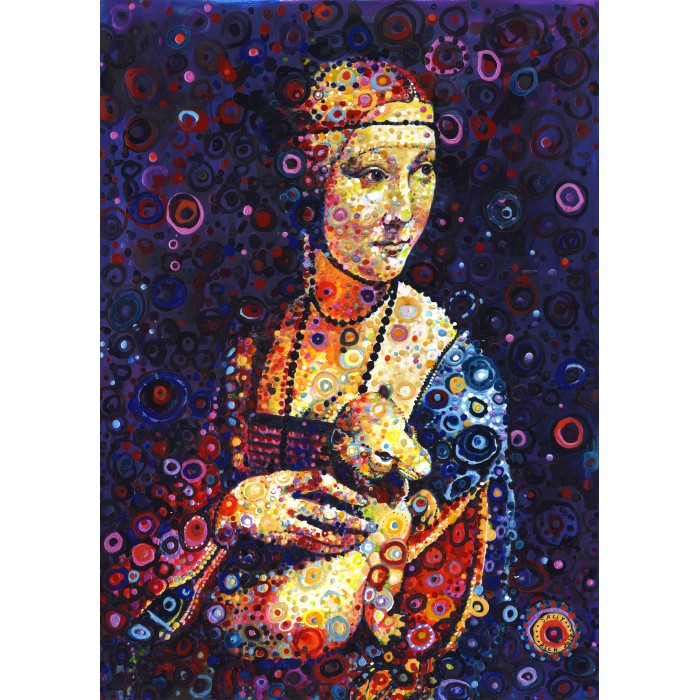 Puzzle Grafika-F-32215 Leonardo da Vinci: Lady with an Ermine, by Sally Rich