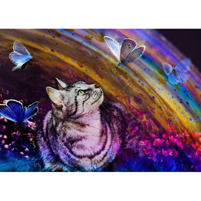 Puzzle Grafika-F-32231 Le Chat et l'Arc-en-Ciel