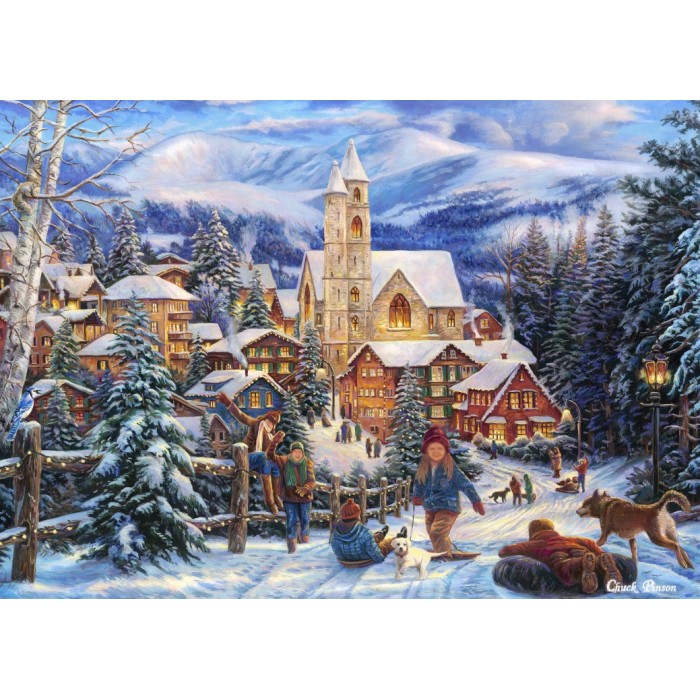 Puzzle Grafika-F-32300 Chuck Pinson - Sledding To Town