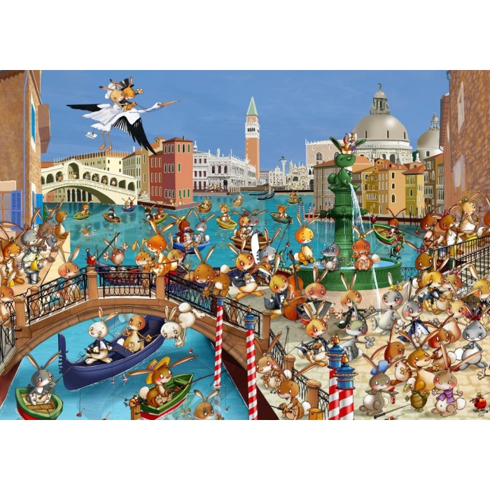 Puzzle Grafika-F-32653 François Ruyer - Les Lapins à Venise