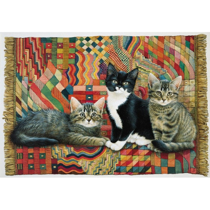 Puzzle Grafika-F-32702 Christie, Posky and Zelly on a Deco rug