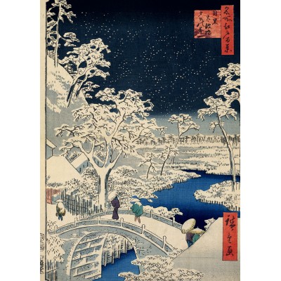 Grafika - 1000 pièces - Utagawa Hiroshige - Drum bridge at Meguro and Sunset Hill, 1857