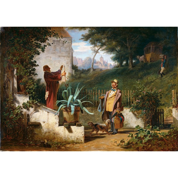 Puzzle Grafika-F-32814 Carl Spitzweg - Jugendfreunde, 1855
