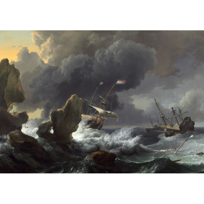 Puzzle Grafika-F-32836 Ludolf Backhuysen: Ships in Distress off a Rocky Coast, 1667