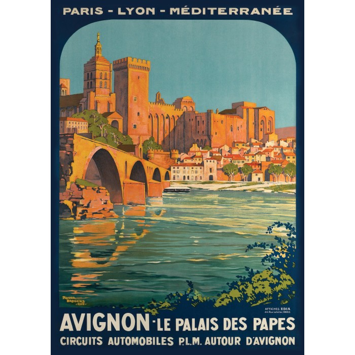 Puzzle Grafika-F-33420 Roger Broders - Avignon, le Palais des Papes, 1922