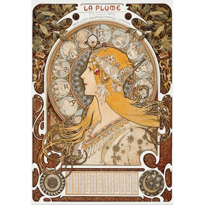 Grafika - 1000 pièces - Alphonse Mucha - La Plume, 1896-97