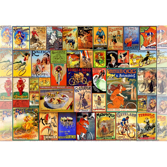 Puzzle Grafika-F-33677 Vintage Bicycle Posters