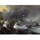 Grafika - Ludolf Backhuysen : Ships in Distress off a Rocky Coast, 1667