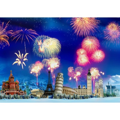 grafika-Puzzle - 1000 pieces - New Year's Eve around the World