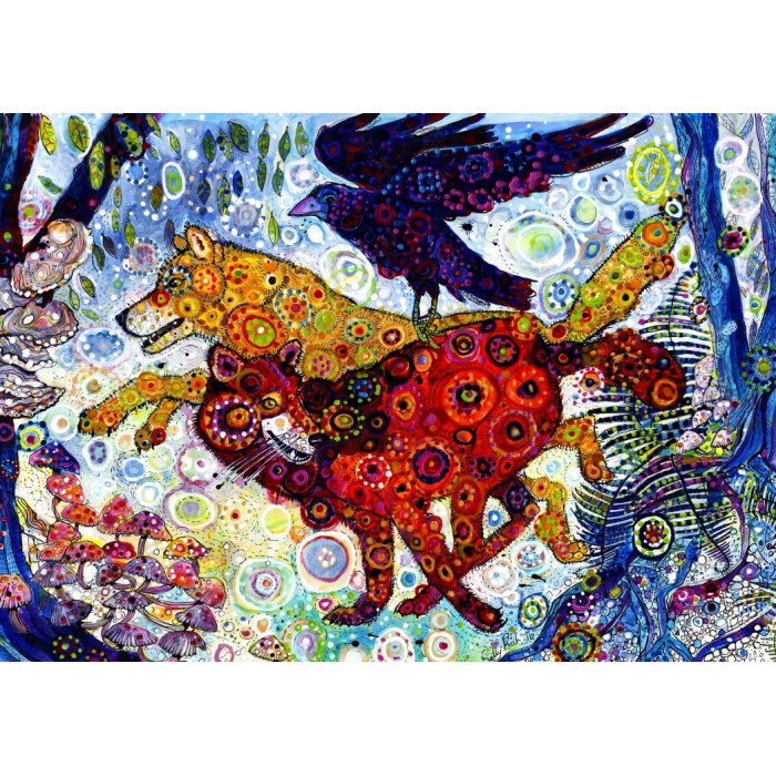 Puzzle Grafika-T-00884 Sally Rich - Wolves in a Blue Wood