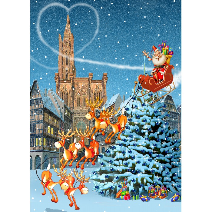 Puzzle Grafika-T-00943 Strasbourg Cathedral at Christmas