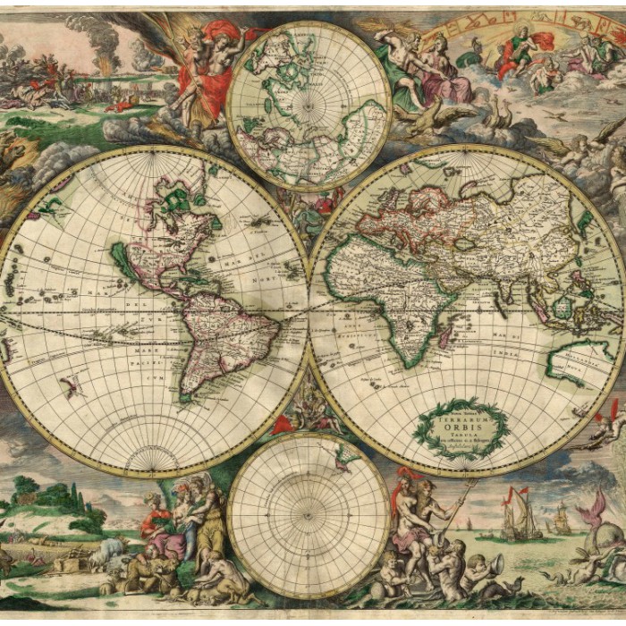 Puzzle Grafika-T-02256 Carte du Monde, Produced in Amsterdam, 1689