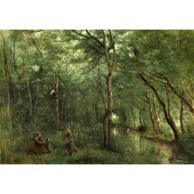grafika-Puzzle - 12 pieces - Jean-Baptiste-Camille Corot: The Eel Gatherers, 1860-1865