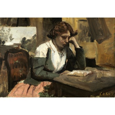 Grafika - 12 pièces - Jean-Baptiste-Camille Corot : Lecture de Jeune Fille, 1868