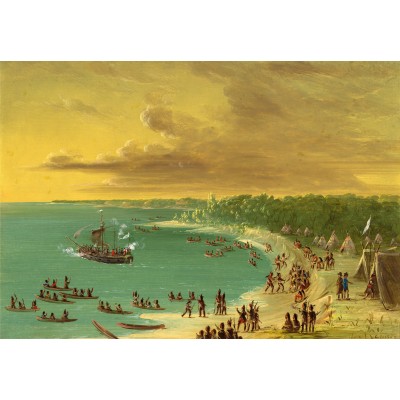 Grafika - 12 pièces - George Catlin : Première navigation du voilier Griffin sur le Lac Erie le 7 août 1679, 1847-1848