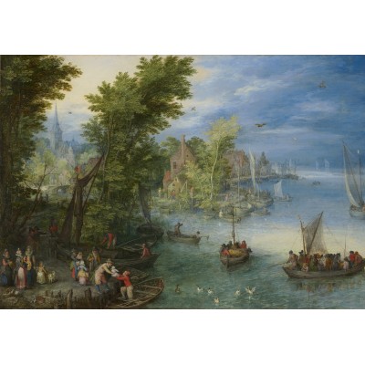 Grafika - 48 pièces - Jan Brueghel - River Landscape, 1607